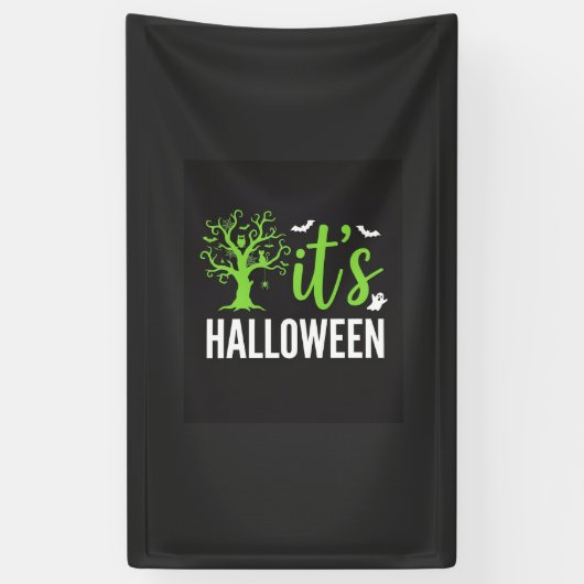 Halloween Griezelen Boom Vleermuizen Vector Design Spandoek (Verticaal)