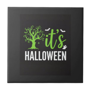 Halloween Griezelen Boom Vleermuizen Vector Design Tegeltje