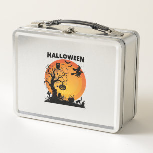 Halloween Griezelen Boom Vliegende Heks Oranje Maa