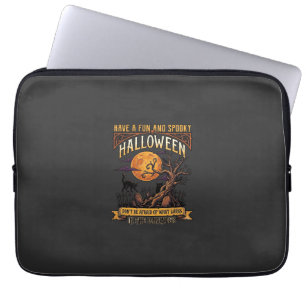 Halloween Griezelen Boom Volle Maan Zwarte Kat Beg Laptop Sleeve