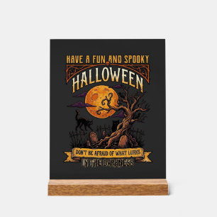 Halloween Griezelen Boom Volle Maan Zwarte Kat Ker Acryl Bord