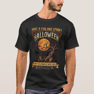 Halloween Griezelen Boom Volle Maan Zwarte Kat Ker T-shirt
