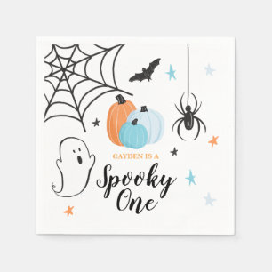 Halloween Griezelen Eén 1e Verjaardag Blauwe Pompo Servet