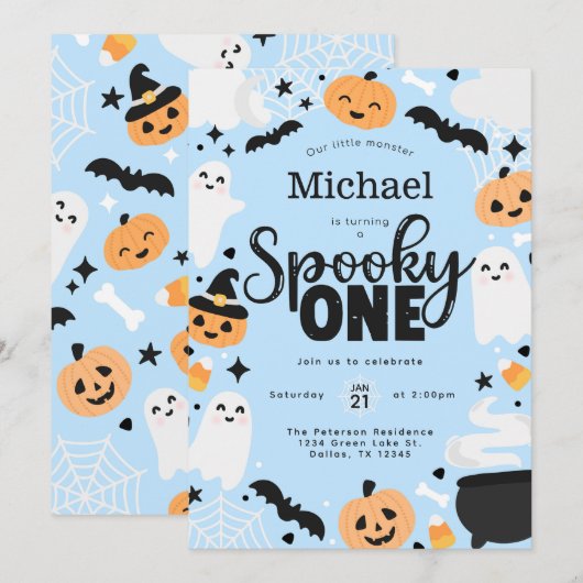 Halloween Griezelen Eén Verjaardagsfeestje Kaart (Voorkant / Achterkant)