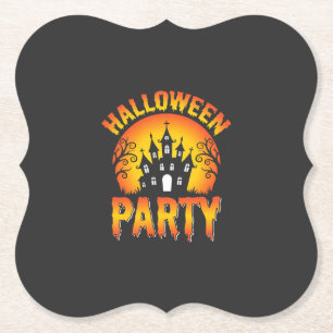 Halloween Griezelen Huis Feest Vector Kartonnen Onderzetters
