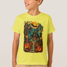 Halloween Griezelen Landhuis Nacht T-Shirt Ontwer
