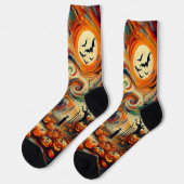 Halloween Griezelen Oranje Zwarte Noveltiesokken Sokken (Links)