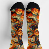 Halloween Griezelen Oranje Zwarte Noveltiesokken Sokken (Top)