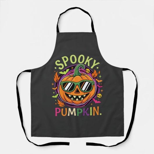 Halloween Griezelen Pompoen Zonnebril Vector Schort (Voorkant)