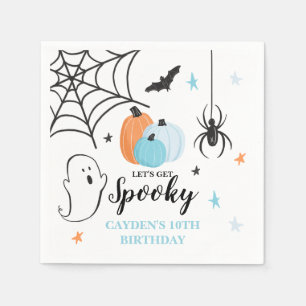 Halloween Griezelen Verjaardag Blauwe Pompoenen Servet
