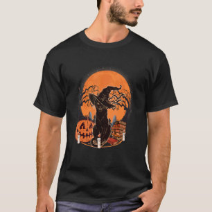 Halloween Griezelen Zwarte Kat Kostuum Hoed Heks T-shirt