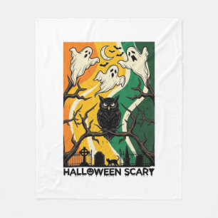 Halloween Griezelen Zwarte Uil Geesten Kerkhof_1 Fleece Deken