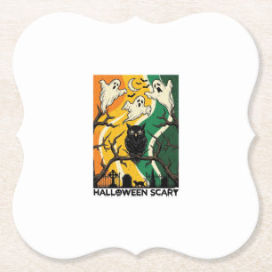 Halloween Griezelen Zwarte Uil Geesten Kerkhof_1 Kartonnen Onderzetters