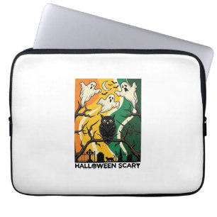 Halloween Griezelen Zwarte Uil Geesten Kerkhof_1 Laptop Sleeve