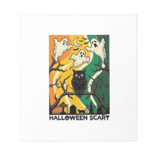 Halloween Griezelen Zwarte Uil Geesten Kerkhof_1 Notitieblok