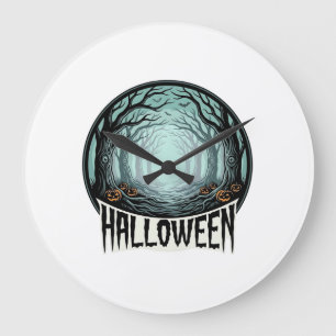 Halloween Griezelig Bos Vintage Gravure Design_1 Grote Klok