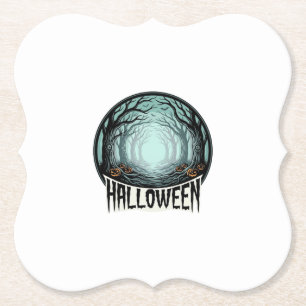 Halloween Griezelig Bos Vintage Gravure Design_1 Kartonnen Onderzetters