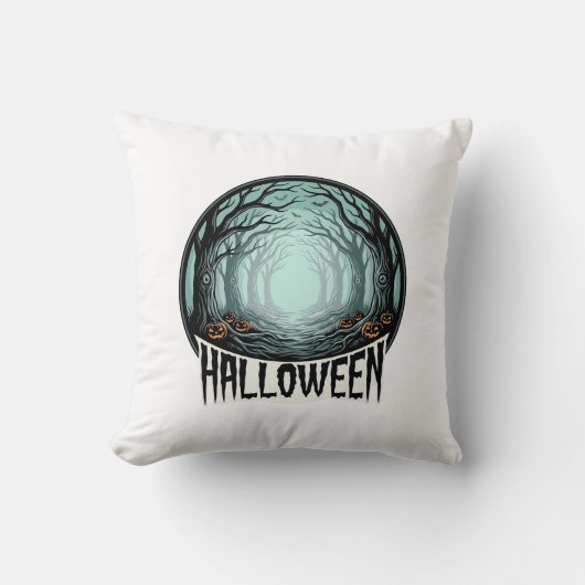 Halloween Griezelig Bos Vintage Gravure Design_1 Kussen (Voorkant)