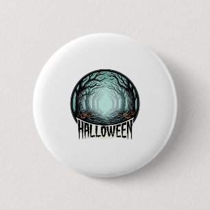 Halloween Griezelig Bos Vintage Gravure Design_1 Ronde Button 5,7 Cm