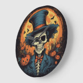 Halloween griezelig eng lachend skelet grote klok (Hoek)