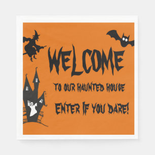 Halloween Griezelig Gehekend Huis Papier   Servet