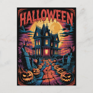 Halloween Griezelig Gehekst Huis Pompoenen Briefkaart