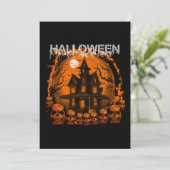 HALLOWEEN GRIEZELIG GEHUCHT HUIS schedels Kaart (Staand voorkant)