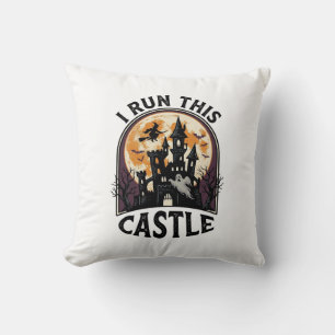 Halloween Griezelig Kasteel Heks Maan Vintage T-sh Kussen