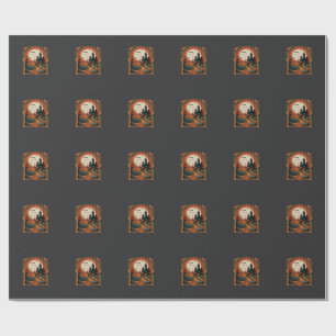 Halloween Griezelig Kasteel Pompoen Maan Vector Ku Cadeaupapier