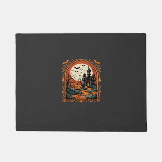 Halloween Griezelig Kasteel Pompoen Maan Vector Ku Deurmat (Voorkant)