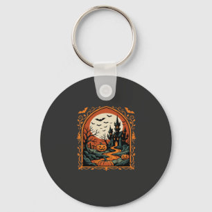 Halloween Griezelig Kasteel Pompoen Maan Vector Ku Sleutelhanger