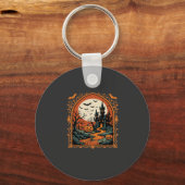 Halloween Griezelig Kasteel Pompoen Maan Vector Ku Sleutelhanger (Voorkant)