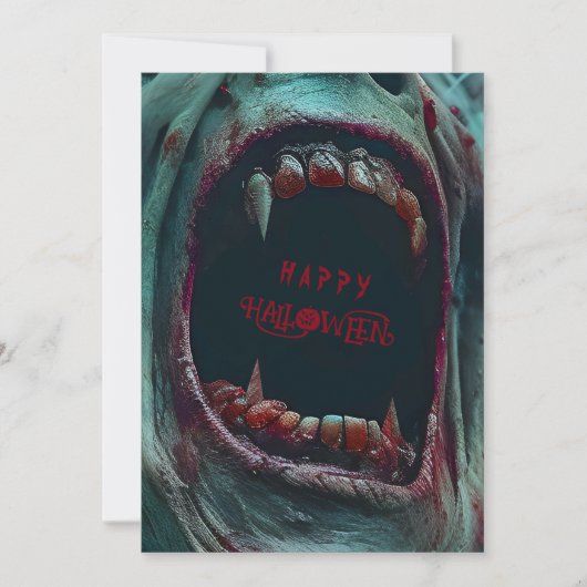 HALLOWEEN GRIEZELIG MONSTER KOSTUUM FEESTJE KAART (Voorkant)