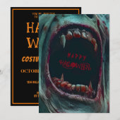 HALLOWEEN GRIEZELIG MONSTER KOSTUUM FEESTJE KAART (Voorkant / Achterkant)