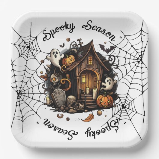 Halloween  👻 griezelig seizoen  💀 Papieren Bord (Voorkant)