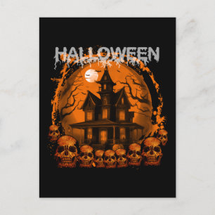 HALLOWEEN GRIEZELIG SPOOKHUIS schedels Briefkaart
