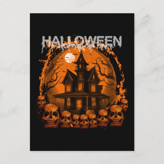 HALLOWEEN GRIEZELIG SPOOKHUIS schedels Briefkaart (Voorkant)
