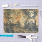 Halloween griezelige bos volle maan spookhuis tissuepapier (Craft)