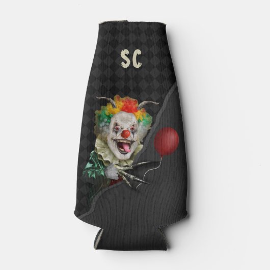 Halloween griezelige clown eng circus monogrammed flesjeskoeler (Voorkant)