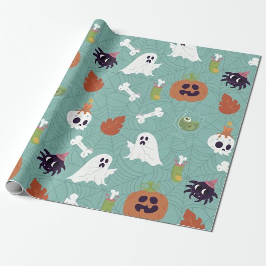 Halloween griezelige cocktail pompoen geest cadeaupapier (Uitgerold)