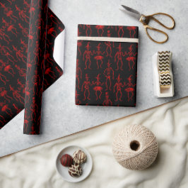 Halloween Griezelige Dansende Skeletten Cadeaupapier