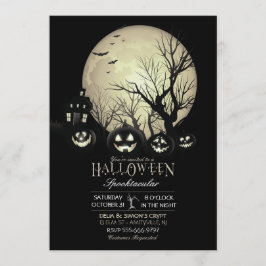 Halloween Griezelige Donkere Volle Maan Jack O Lan Kaart