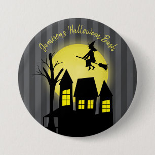 Halloween Griezelige Enge Maanlicht Vliegende Heks Ronde Button 7,6 Cm