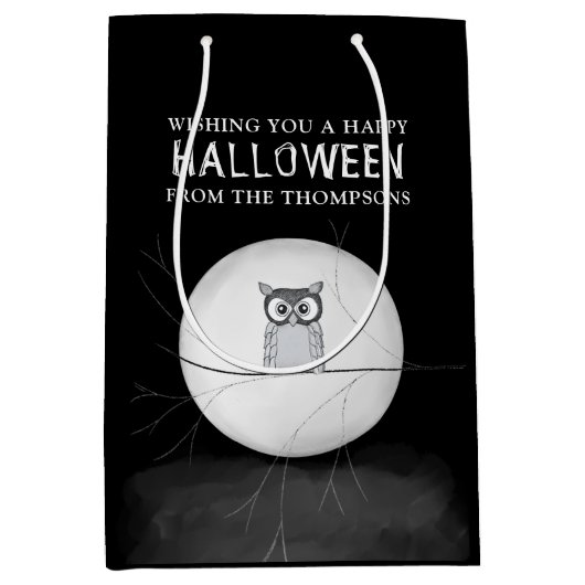 Halloween Griezelige Enge Sfeervolle Uil Medium Cadeauzakje (Voorkant)