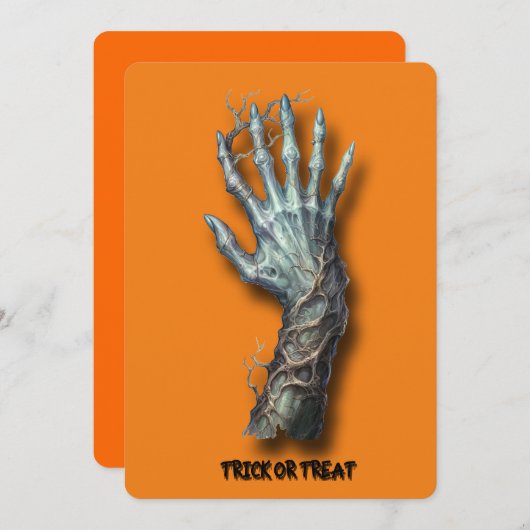 Halloween Griezelige Enge Zombie Hand Uitnodiging  (Voorkant / Achterkant)