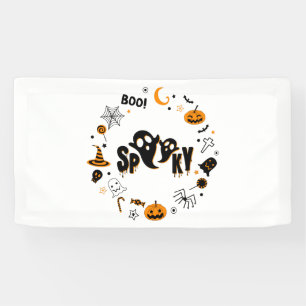 Halloween Griezelige Geest 1.6x3 Vinyl Banner