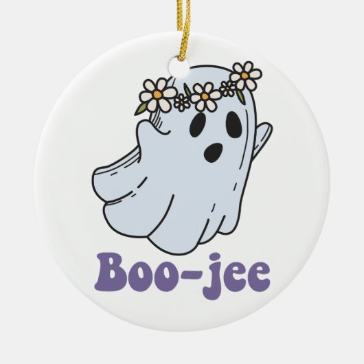 Halloween Griezelige Geest Boe Jee Boe Keramisch Ornament (Voorkant)
