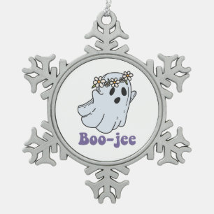Halloween Griezelige Geest Boe Jee Boe Tin Sneeuwvlok Ornament