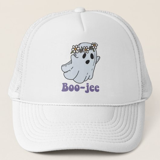 Halloween Griezelige Geest Boe Jee Boe Trucker Pet (Voorkant)