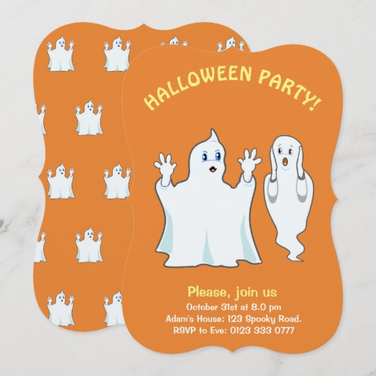Halloween Griezelige Geest Uitnodiging (Voorkant / Achterkant)